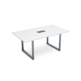 Офисная мебель Gloss Стол переговорный СПГ-О.938 Белый премиум/Алюминий матовый 1800x1000x750