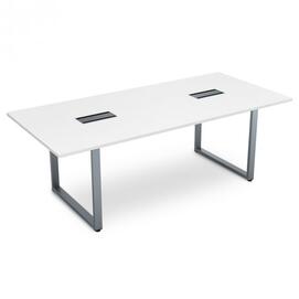 Офисная мебель Gloss Стол переговорный СПГ-О.939 Белый премиум/Алюминий матовый 2200x1000x750
