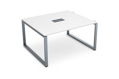 Офисная мебель Gloss Стол системы БЕНЧ переговорный, начальный СПГН-О.926 Белый премиум/Алюминий матовый 1200x1200x750