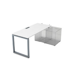 Офисная мебель Gloss Стол системы БЕНЧ прямолинейный,для крепления на тумбу, начальный СПН-О.974 Белый премиум/Алюминий матовый 1600x700x750