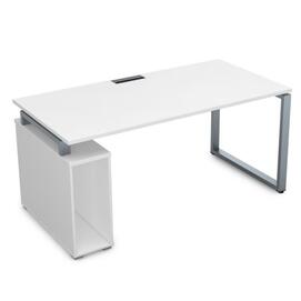Офисная мебель Gloss Стол с тумбой под системный блок ССБ-О.984 Белый премиум/Алюминий матовый 1600x800x750