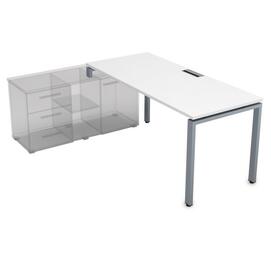 Офисная мебель Gloss Стол рабочий прямолинейный, три опоры - левый СТЛ-П.974 Белый премиум/Алюминий матовый 1600x700x750