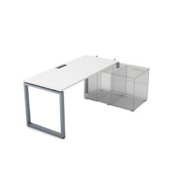 Офисная мебель Gloss Стол системы БЕНЧ линейный, три опоры, начальный СТН-О.974 Белый премиум/Алюминий матовый 1600x700x750
