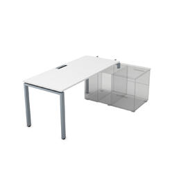 Офисная мебель Gloss Стол системы БЕНЧ линейный, три опоры, начальный СТН-П.974 Белый премиум/Алюминий матовый 1600x700x750