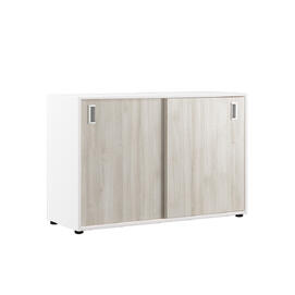 Офисная мебель Tess wood Тумба с раздвижными фасадами TES28434621 Светлый дуб/Белый 1200х430х800