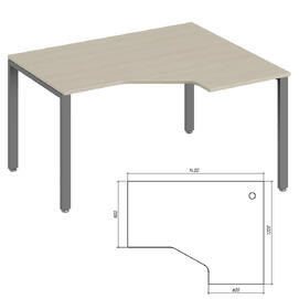 Офисная мебель Trend metal Стол эргономичный правый TDM32215325 Светлый дуб/Антрацит 1400х1200х750