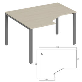 Офисная мебель Trend metal Стол эргономичный левый TDM32215425 Светлый дуб/Антрацит 1400х1200х750