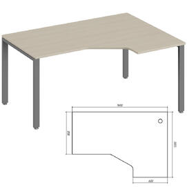 Офисная мебель Trend metal Стол эргономичный правый TDM32215525 Светлый дуб/Антрацит 1600х1200х750