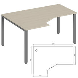 Офисная мебель Trend metal Стол эргономичный левый TDM32215625 Светлый дуб/Антрацит 1600х1200х750