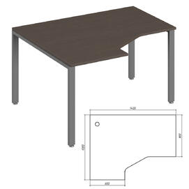Офисная мебель Trend metal Стол эргономичный левый TDM32215415 Темный дуб/Антрацит 1400х1200х750