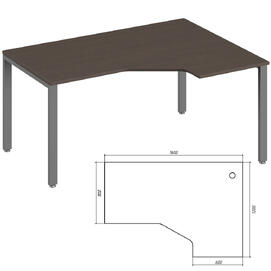 Офисная мебель Trend metal Стол эргономичный правый TDM32215515 Темный дуб/Антрацит 1600х1200х750