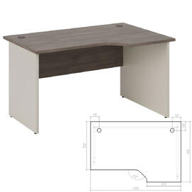 Офисная мебель New Line Стол эргономичный правый NLN36315431 Дуб шамони темный/Бежевый 1350х900х750