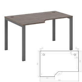 Офисная мебель New Line Стол эргономичный левый на металлоопорах NLN36322434 Дуб шамони темный/Металлик 1350х900х750