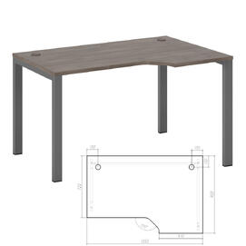 Офисная мебель New Line Стол эргономичный правый на металлоопорах NLN36322534 Дуб шамони темный/Металлик 1350х900х750