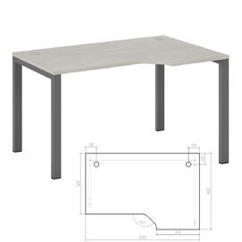 Офисная мебель New Line Стол эргономичный правый на металлоопорах NLN36322524 Дуб шамони светлый/Металлик 1350х900х750