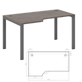 Офисная мебель New Line Стол эргономичный левый на металлоопорах NLN36322634 Дуб шамони темный/Металлик 1500х900х750