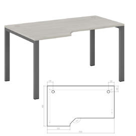 Офисная мебель New Line Стол эргономичный левый на металлоопорах NLN36322624 Дуб шамони светлый/Металлик 1500х900х750