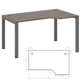 Офисная мебель New Line Стол эргономичный правый на металлоопорах NLN36322734 Дуб шамони темный/Металлик 1500х900х750