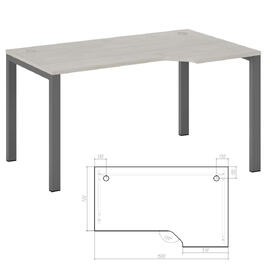 Офисная мебель New Line Стол эргономичный правый на металлоопорах NLN36322724 Дуб шамони светлый/Металлик 1500х900х750