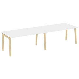 Офисная мебель Onix Wood Стол переговорный (2 столешницы) OW.PRG-2.4 Белый бриллиант/Дуб светлый 3160х980х750