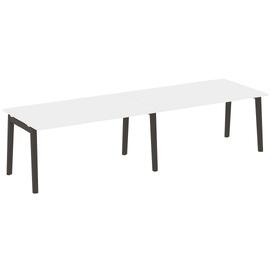 Офисная мебель Onix Wood Стол переговорный (2 столешницы) OW.PRG-2.4 Белый бриллиант/Дуб тёмный 3160х980х750