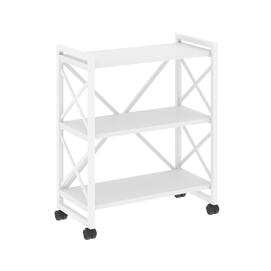 Офисная мебель Loft Стеллаж на колесных опорах-3 полки VR.L-MST.K-3.8 Белый бриллиант/Белый 800х400х968