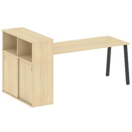 Офисная мебель Metal system Стол письменный с шкафом-купе на А-образном м/к БА.РС-СШК-3.5 Т Акация Лорка/Антрацит 2210х1120х1098