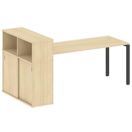 Офисная мебель Metal system Стол письменный с шкафом-купе на П-образном м/к БП.РС-СШК-3.5 Т Акация Лорка/Антрацит 2210х1120х1098