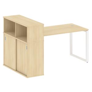Офисная мебель Metal system Стол письменный с шкафом-купе на О-образном м/к БО.РС-СШК-3.3 Т Дуб наварра/Серый 1810х1120х1098