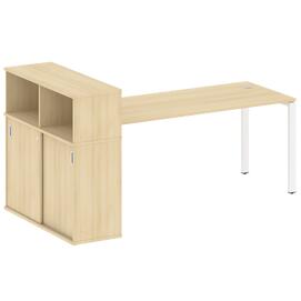 Офисная мебель Metal system Стол письменный с шкафом-купе на П-образном м/к БП.РС-СШК-3.5 Т Акация Лорка/Белый 2210х1120х1098
