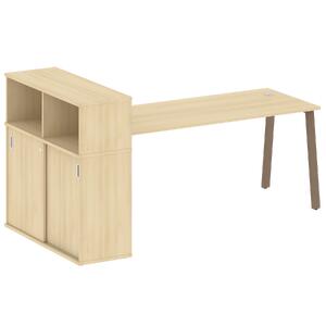 Офисная мебель Metal system Стол письменный с шкафом-купе на А-образном м/к БА.РС-СШК-3.5 Т Венге Цаво/Серый 2210х1120х1098