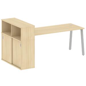 Офисная мебель Metal system Стол письменный с шкафом-купе на А-образном м/к БА.РС-СШК-3.5 Т Дуб наварра/Мокко 2210х1120х1098