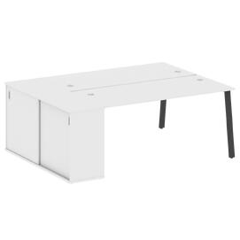 Офисная мебель Metal system Р. ст. с шкафом-купе на А-образном м/к БА.РС-СШК-1.4 Т Белый/Антрацит 2010х1475х750