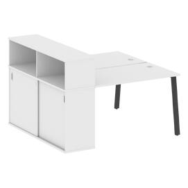 Офисная мебель Metal system Р. ст. с шкафом-купе на А-образном м/к БА.РС-СШК-2.2 Т Белый/Антрацит 1610х1475х1098
