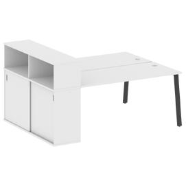 Офисная мебель Metal system Р. ст. с шкафом-купе на А-образном м/к БА.РС-СШК-2.4 Т Белый/Антрацит 2010х1475х1098