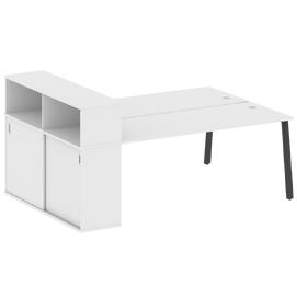 Офисная мебель Metal system Р. ст. с шкафом-купе на А-образном м/к БА.РС-СШК-2.5 Т Белый/Антрацит 2210х1475х1098