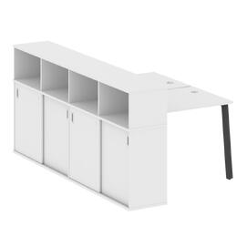 Офисная мебель Metal system Р. ст. с шкафом-купе на А-образном м/к БА.РС-СШК-4.1 Т Белый/Антрацит 1410х2332х1098