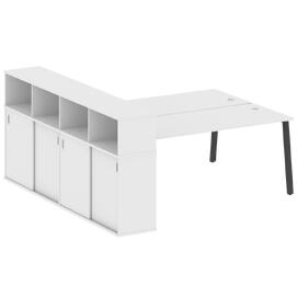 Офисная мебель Metal system Р. ст. с шкафом-купе на А-образном м/к БА.РС-СШК-4.5 Т Белый/Антрацит 2210х2332х1098