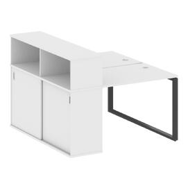Офисная мебель Metal system Р. ст. с шкафом-купе на О-образном м/к БО.РС-СШК-2.1 Т Белый/Антрацит 1410х1475х1098