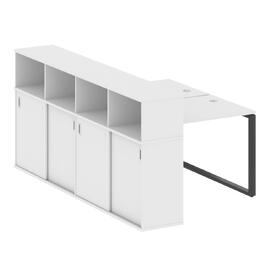 Офисная мебель Metal system Р. ст. с шкафом-купе на О-образном м/к БО.РС-СШК-4.1 Т Белый/Антрацит 1410х2332х1098