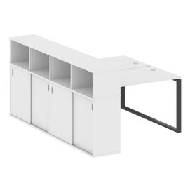 Офисная мебель Metal system Р. ст. с шкафом-купе на О-образном м/к БО.РС-СШК-4.2 Т Белый/Антрацит 1610х2332х1098