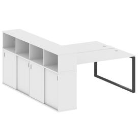 Офисная мебель Metal system Р. ст. с шкафом-купе на О-образном м/к БО.РС-СШК-4.4 Т Белый/Антрацит 2010х2332х1098