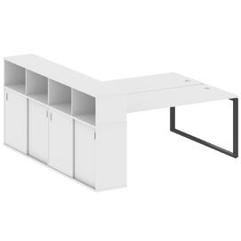 Офисная мебель Metal system Р. ст. с шкафом-купе на О-образном м/к БО.РС-СШК-4.5 Т Белый/Антрацит 2210х2332х1098