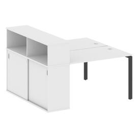 Офисная мебель Metal system Р. ст. с шкафом-купе на П-образном м/к БП.РС-СШК-2.2 Т Белый/Антрацит 1610х1475х1098