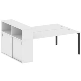 Офисная мебель Metal system Р. ст. с шкафом-купе на П-образном м/к БП.РС-СШК-2.5 Т Белый/Антрацит 2210х1475х1098