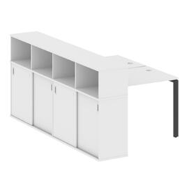 Офисная мебель Metal system Р. ст. с шкафом-купе на П-образном м/к БП.РС-СШК-4.1 Т Белый/Антрацит 1410х2332х1098