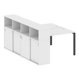 Офисная мебель Metal system Р. ст. с шкафом-купе на П-образном м/к БП.РС-СШК-4.2 Т Белый/Антрацит 1610х2332х1098