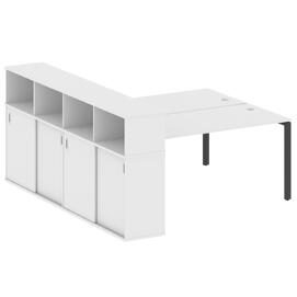 Офисная мебель Metal system Р. ст. с шкафом-купе на П-образном м/к БП.РС-СШК-4.4 Т Белый/Антрацит 2010х2332х1098