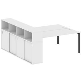 Офисная мебель Metal system Р. ст. с шкафом-купе на П-образном м/к БП.РС-СШК-4.5 Т Белый/Антрацит 2210х2332х1098
