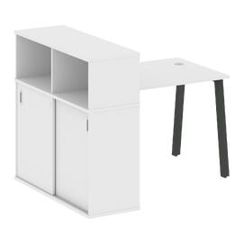 Офисная мебель Metal system Стол письменный с шкафом-купе на А-образном м/к БА.РС-СШК-3.1 Т Белый/Антрацит 1410х1120х1098